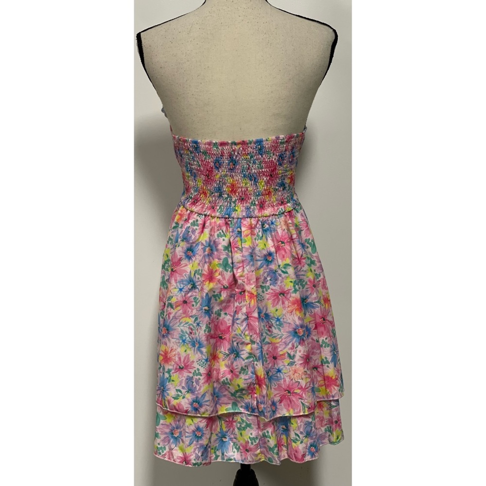 Shein Strapless Floral Mini Dress Pink Size L - Picture 10 of 13